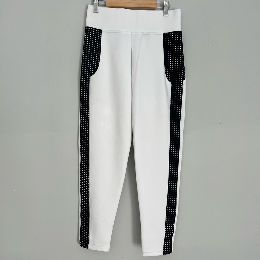 Lime&Vine White Pants with Black Polka Dot Accents, Size S